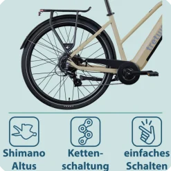 Tretwerk Onyx E Bike Damen Trekkingrad ab 155 cm Elektrofahrrad 550 Wh Pedelec Trekking Rad Fahrrad mit 8 Gang und Beleuchtung StVZO