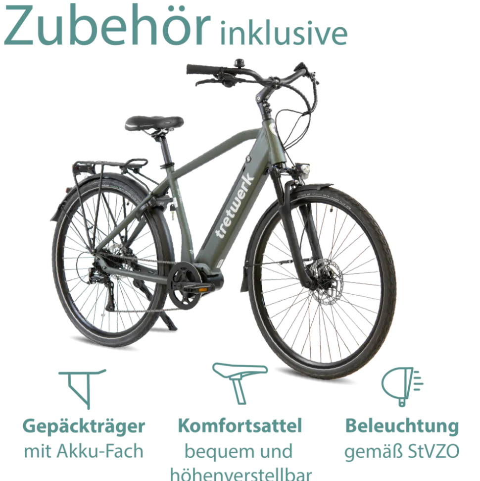 Tretwerk Sonic Pedelec 28 Zoll E Bike Trekkingrad 160 - 180 cm Elektrofahrrad Trekking 8 Gänge Damen Herren Fahrrad