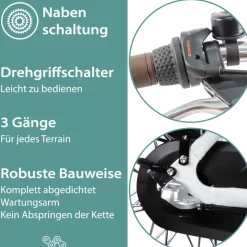 Tretwerk Sophia E Bike Damen Herren 28 Zoll Pedelec 3 Gang Elektrofahrrad mit 536 Wh Elektro Damenfahrrad Citybike mit Bluetooth und App