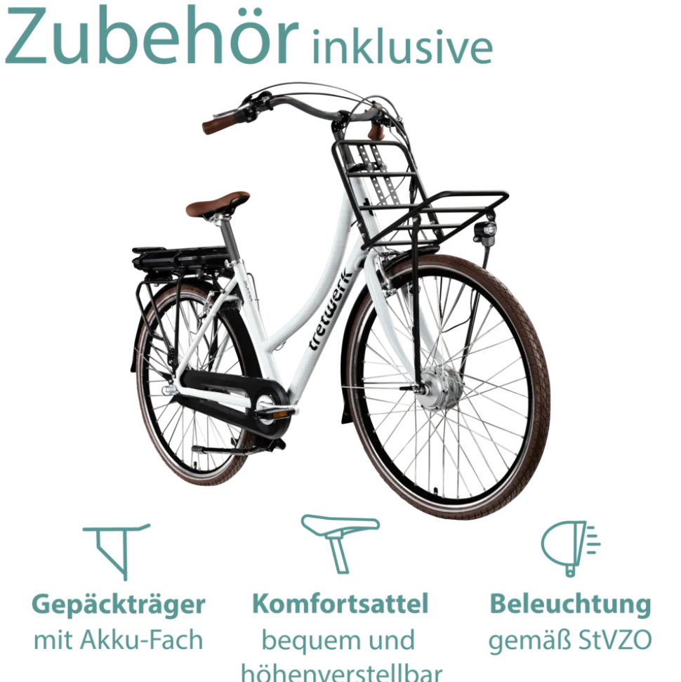 Tretwerk Sophia E Bike Damen Herren 28 Zoll Pedelec 3 Gang Elektrofahrrad mit 536 Wh Elektro Damenfahrrad Citybike mit Bluetooth und App