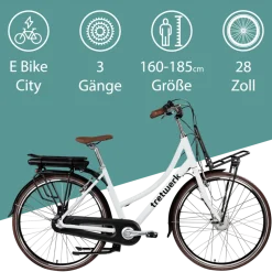 Tretwerk Sophia E Bike Damen Herren 28 Zoll Pedelec 3 Gang Elektrofahrrad mit 536 Wh Elektro Damenfahrrad Citybike mit Bluetooth und App
