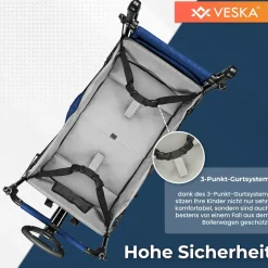VESKA Bollerwagen faltbar mit Dach Handwagen Transportwagen anthrazit/grau