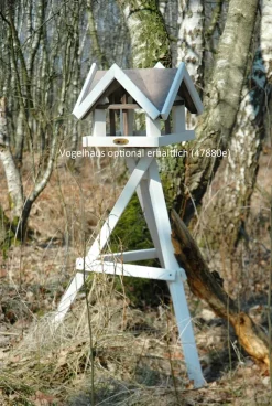 Vogelhaus-Ständer, Kiefer, weiß