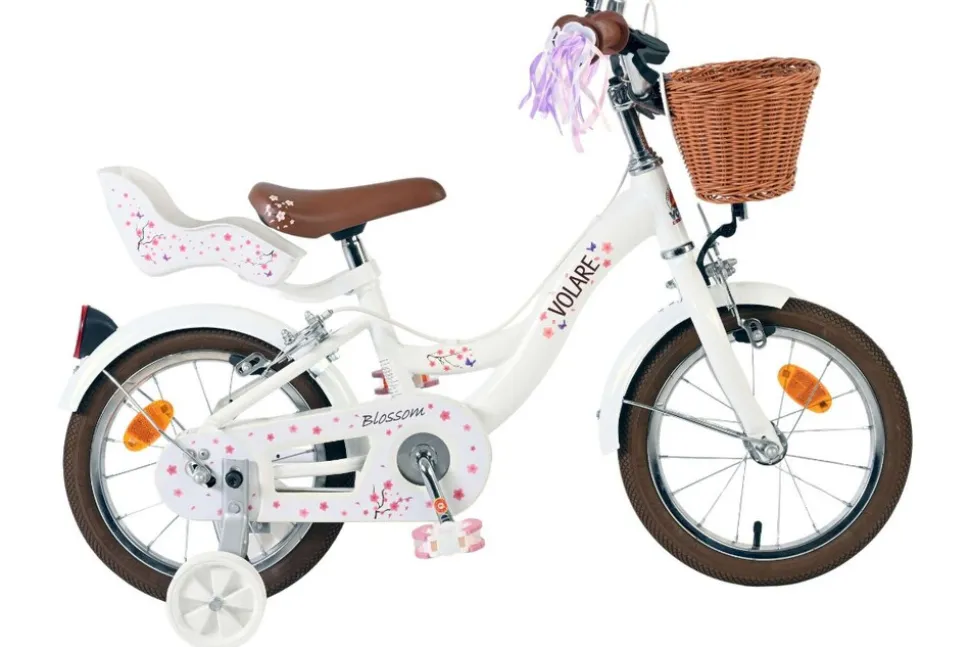 VOLARE Kinderfahrrad Blossom 14 Zoll ohne Rücktrittbremse, weiß