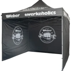 Weber #Werkeholics Easy-Up Zelt 3 x 3 m Pavillon inkl. 3 Seitenwände schwarz
