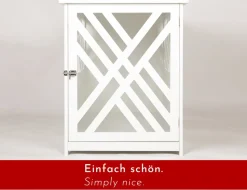WONDERMAKE® Design Hundekäfig aus Holz für Zuhause Wohnung mit Beistelltisch, Hundebox fürs Wohnzimmer Indoor, 90x60 cm weiß