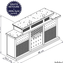 WONDERMAKE® Design Insektenhotel aus Holz mit 7 Zimmern und Terrasse, Bienenhotel groß hängend Nisthilfe für Wildbienen, 48 x 10,5 x 27 cm, braun schwarz