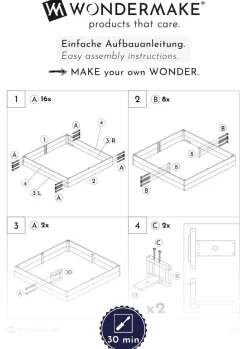 WONDERMAKE® Design Sandkasten mit Matschküche, Abdeckung OXFORD 420D, Vliesfolie, Sandkiste Holz quadratisch verschließbar Outdoor Garten für Kinder, weiß bunt