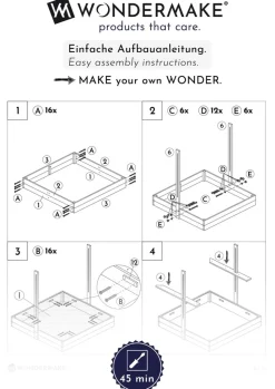 WONDERMAKE® Design Sandkasten mit Matschküche, Dach, Abdeckung OXFORD 420D, Vliesfolie, Sandkiste Holz quadratisch verschließbar Outdoor Garten für Kinder, schwarz weiß