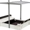 WONDERMAKE® Design Sandkasten Holz mit Dach, Abdeckung & Sitzbank, Kinder Sandkiste mit klappbarem Deckel, UV-Sonnenschutz, Sandbox quadratisch Garten Outdoor Spielplatz, 120x120 cm, weiß grau schwarz