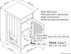 WONDERMAKE® Katzenschrank für Katzentoilette groß hoch aus Holz, Katzenklo-Schrank Kommode mit Schublade und Tür geschlossen, Design Katzen-Haus Toilette Klo XL, 51 x 46 x 96 cm, weiß