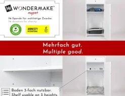 WONDERMAKE® Katzenschrank für Katzentoilette groß hoch aus Holz, Katzenklo-Schrank Kommode mit Schublade und Tür geschlossen, Design Katzen-Haus Toilette Klo XL, 51 x 46 x 96 cm, weiß