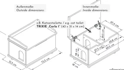 WONDERMAKE® Katzenschrank für Katzentoilette groß aus Holz, Katzenklo-Schrank Kommode XL, Design Katzen-Haus Toilette Klo Waschbecken-Unterschrank für Bad, 73,5 x 51,5 x 57 cm, weiß