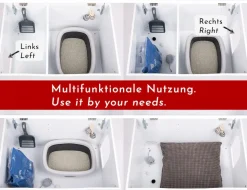WONDERMAKE® Katzenschrank für Katzentoilette groß aus Holz, Katzenklo-Schrank Kommode XL, Design Katzen-Haus Toilette Klo Waschbecken-Unterschrank für Bad, 73,5 x 51,5 x 57 cm, weiß