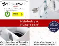 WONDERMAKE® Katzenschrank für Katzentoilette groß aus Holz, Katzenklo-Schrank Kommode XL, Design Katzen-Haus Toilette Klo Waschbecken-Unterschrank für Bad, 73,5 x 51,5 x 57 cm, weiß