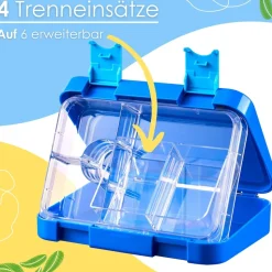 yummy buddy Kinder Brotdose 6 Fächern Klick-Verschluss BPA-Frei Blau