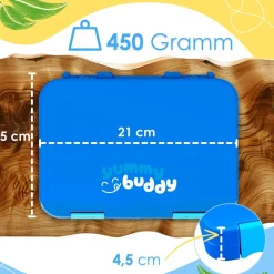 yummy buddy Kinder Brotdose 6 Fächern Klick-Verschluss BPA-Frei Blau