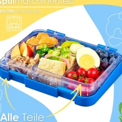 yummy buddy Kinder Brotdose 6 Fächern Klick-Verschluss BPA-Frei Blau