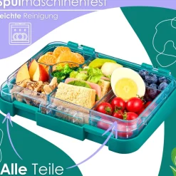yummy buddy Kinder Brotdose 6 Fächern Klick-Verschluss BPA-Frei Petrol