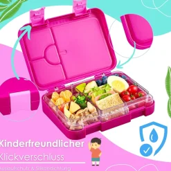 yummy buddy Kinder Brotdose 6 Fächern Klick-Verschluss BPA-Frei Pink