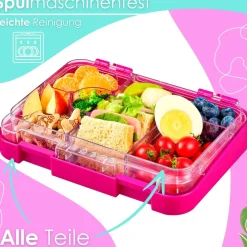 yummy buddy Kinder Brotdose 6 Fächern Klick-Verschluss BPA-Frei Pink