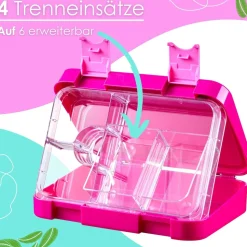 yummy buddy Kinder Brotdose 6 Fächern Klick-Verschluss BPA-Frei Pink