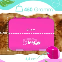 yummy buddy Kinder Brotdose 6 Fächern Klick-Verschluss BPA-Frei Pink