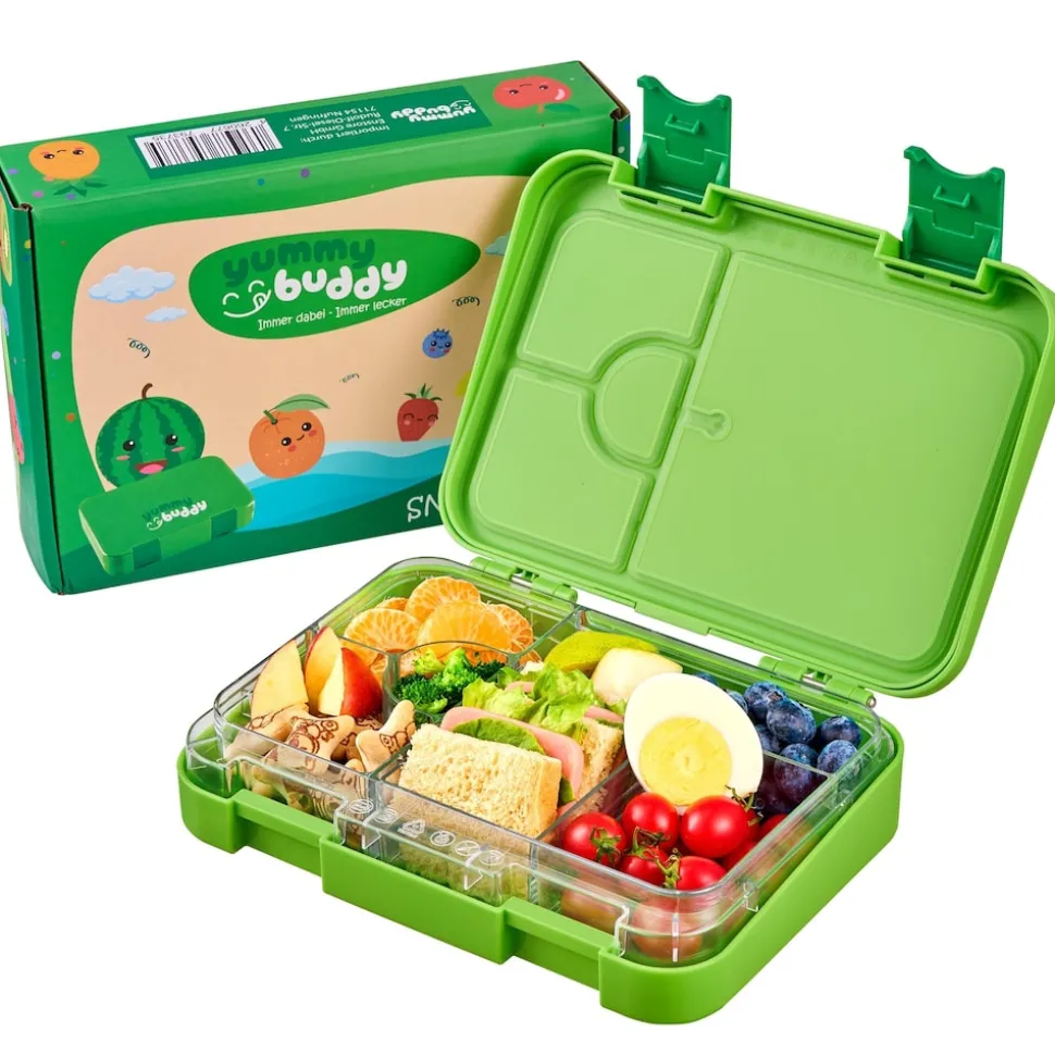 yummy buddy Kinder Brotdose 6 Fächern Klick-Verschluss BPA-Frei Grün