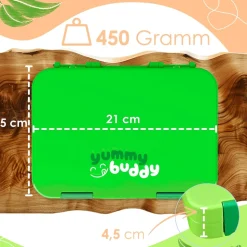 yummy buddy Kinder Brotdose 6 Fächern Klick-Verschluss BPA-Frei Grün