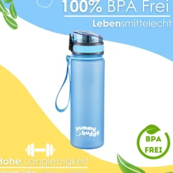 yummy buddy Kinder Trinkflasche 500ml Klick-Verschluss BPA-Frei Blau