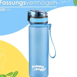 yummy buddy Kinder Trinkflasche 500ml Klick-Verschluss BPA-Frei Blau