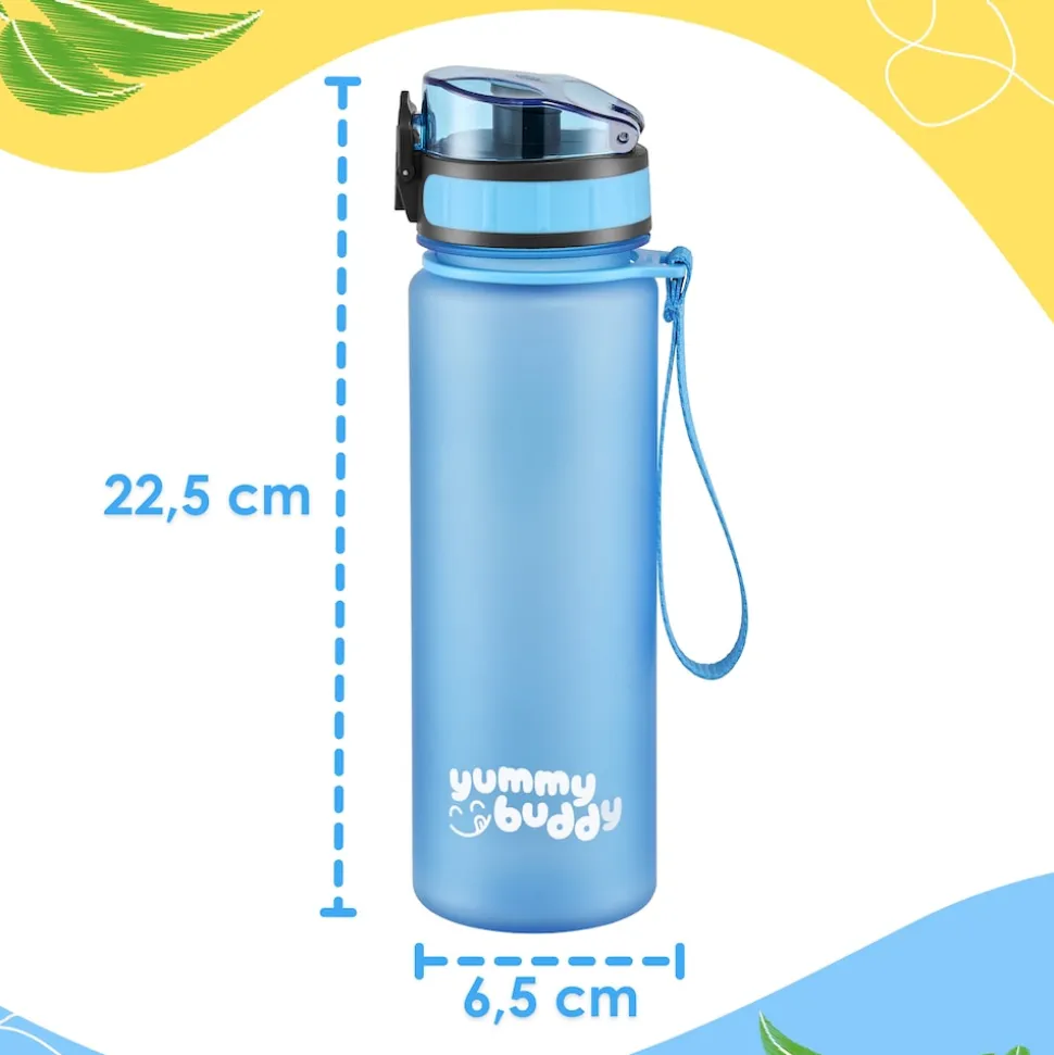 yummy buddy Kinder Trinkflasche 500ml Klick-Verschluss BPA-Frei Blau