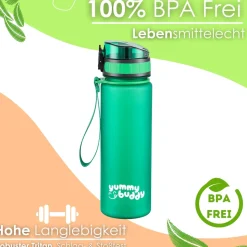 yummy buddy Kinder Trinkflasche 500ml Klick-Verschluss BPA-Frei Grün