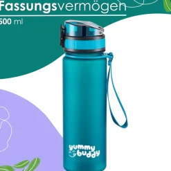 yummy buddy Kinder Trinkflasche 500ml Klick-Verschluss BPA-Frei Petrol