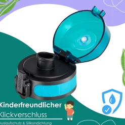 yummy buddy Kinder Trinkflasche 500ml Klick-Verschluss BPA-Frei Petrol