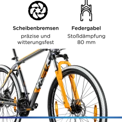 Zündapp FX27 Mountainbike Hardtail 160 - 185 cm Fahrrad MTB 21 Gänge Mountain Bike für Erwachsene und Jugendliche