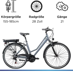 Zündapp Green 7.7 E Bike Damen Trekkingrad 28 Zoll Pedelec 155 - 185 cm Trekkingfahrrad mit 21 Gang E Fahrrad StVZO Tourenrad