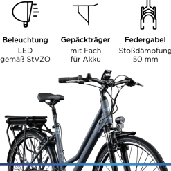 Zündapp Green 7.7 E Bike Damen Trekkingrad 28 Zoll Pedelec 155 - 185 cm Trekkingfahrrad mit 21 Gang E Fahrrad StVZO Tourenrad