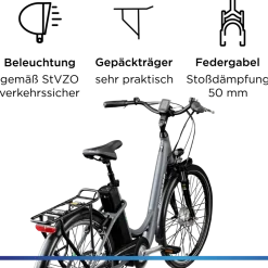 Zündapp Green 3.7 E Bike Damen 26 Zoll Pedelec 7 Gang Elektrofahrrad ab 140 cm Damenfahrrad retro Hollandrad mit Nabenschaltung