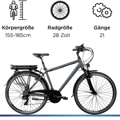Zündapp Green 7.7 E-Bike Herren Trekkingrad 28 Zoll Pedelec 155 - 185 cm Trekkingbike mit 21 Gang E Fahrrad StVZO Tourenrad