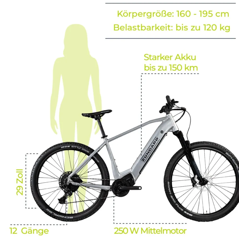 Zündapp HX522 E Bike E Mountainbike 29 Zoll Pedelec Brose Hardtail MTB Fahrrad Elektro Fahrräder 12 Gang 522 Wh Akku