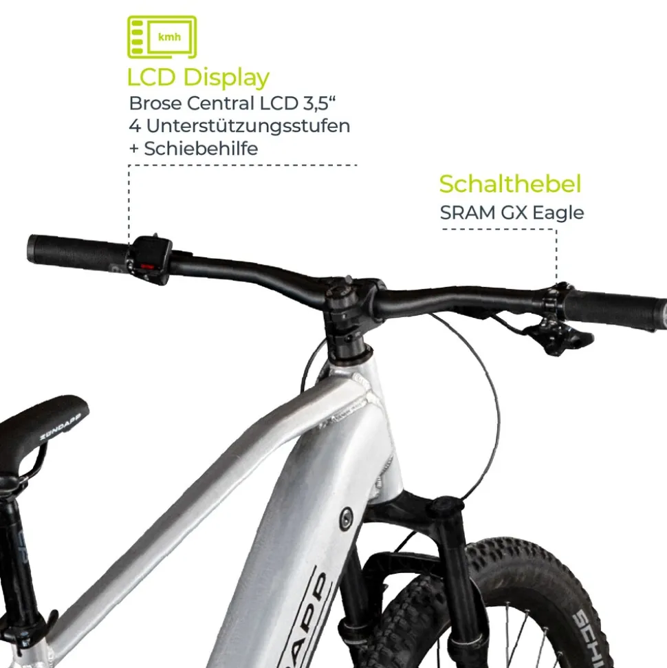 Zündapp HX522 E Bike E Mountainbike 29 Zoll Pedelec Brose Hardtail MTB Fahrrad Elektro Fahrräder 12 Gang 522 Wh Akku