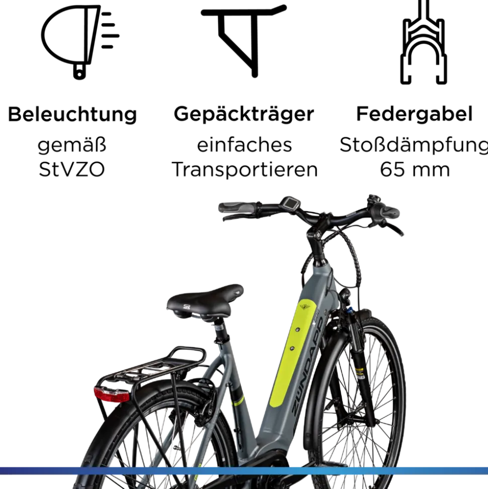 Zündapp X600 E Bike Damenfahrrad 155 - 180 cm Stadtrad Pedelec 7 Gang Shimano Schaltung Cityrad mit Bosch Mittelmotor Hollandrad