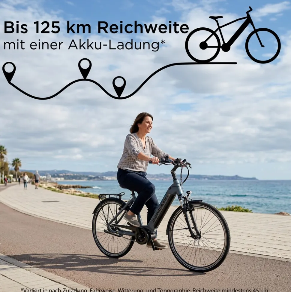 Zündapp X600 E Bike Damenfahrrad 155 - 180 cm Stadtrad Pedelec 7 Gang Shimano Schaltung Cityrad mit Bosch Mittelmotor Hollandrad