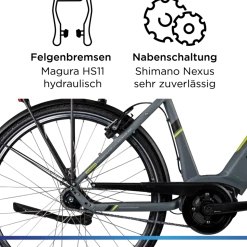 Zündapp X600 E Bike Damenfahrrad 155 - 180 cm Stadtrad Pedelec 7 Gang Shimano Schaltung Cityrad mit Bosch Mittelmotor Hollandrad