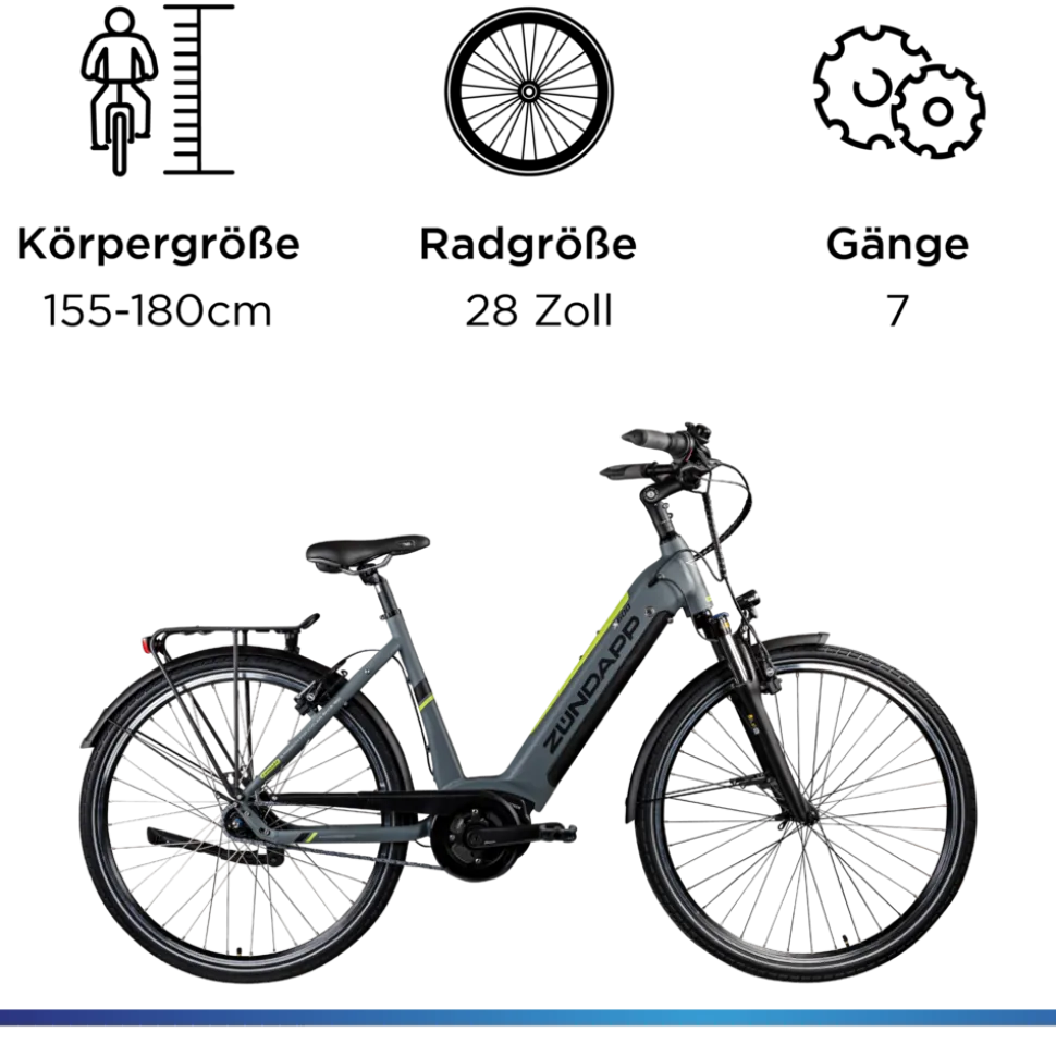 Zündapp X600 E Bike Damenfahrrad 155 - 180 cm Stadtrad Pedelec 7 Gang Shimano Schaltung Cityrad mit Bosch Mittelmotor Hollandrad