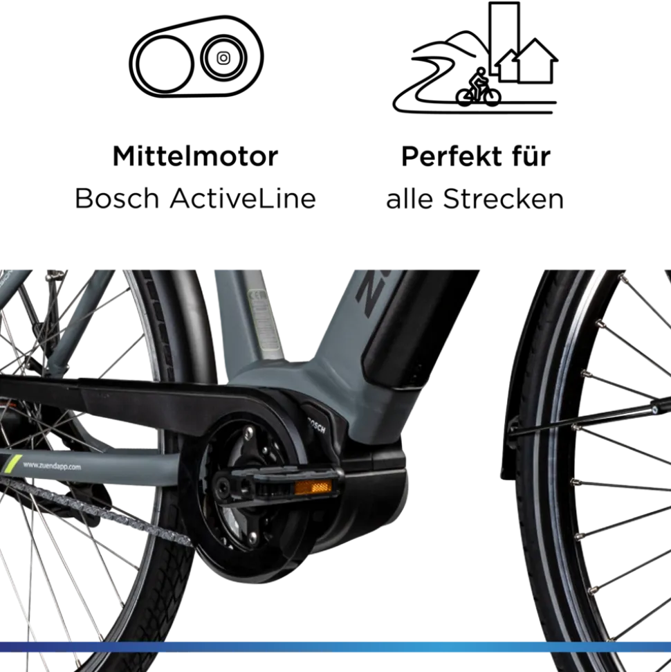 Zündapp X600 E Bike Damenfahrrad 155 - 180 cm Stadtrad Pedelec 7 Gang Shimano Schaltung Cityrad mit Bosch Mittelmotor Hollandrad