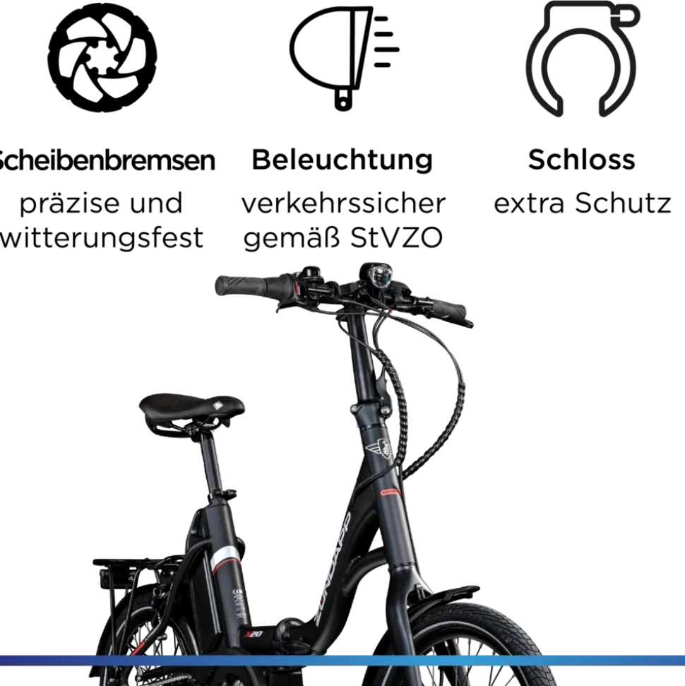 Zündapp X20 E Bike Klapprad Pedelec für Damen und Herren 150 - 190 cm E Fahrrad Bosch Faltrad Tiefeinsteiger Urban Bike