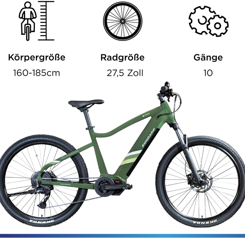 Zündapp X900 E Bike Mountainbike 27,5 Zoll Pedelec Herren 165-180 cm Elektrofahrrad 10 Gang EMTB Hardtail mit Mittelmotor