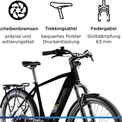 Zündapp X850 Trekking E Bike 27,5 Zoll Pedelec 165-185 cm Trekking Fahrrad Riemenantrieb Elektrofahrrad 550Wh 7 Gang